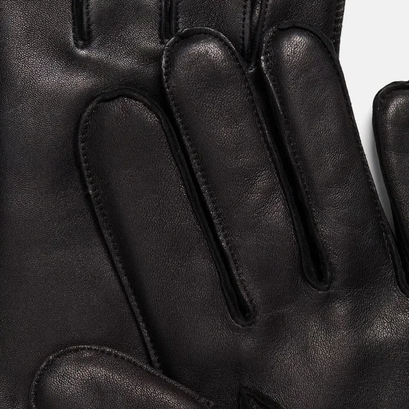 VINCE Men’s Classic Cashmere-Lined Leather Glove, Black, Size L